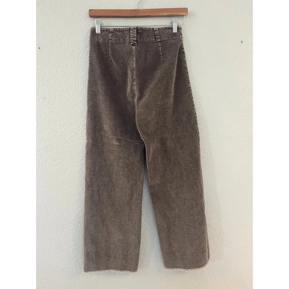 Shop‎ Stevie Womens Brown Corduroy High Rise Wide Leg Raw Hem Pants T1581 Size M